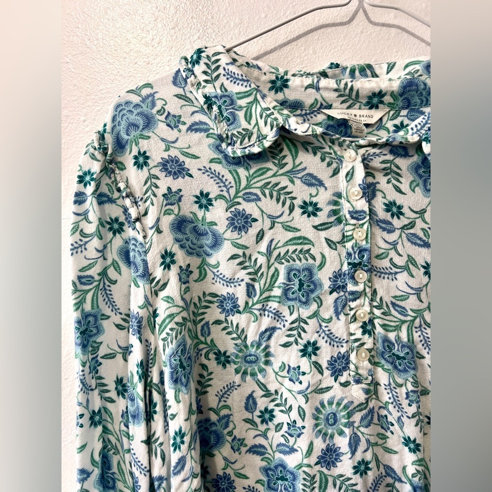 Lucky Brand Floral Boho Button Blouse - Size XL - Picture 6 of 8
